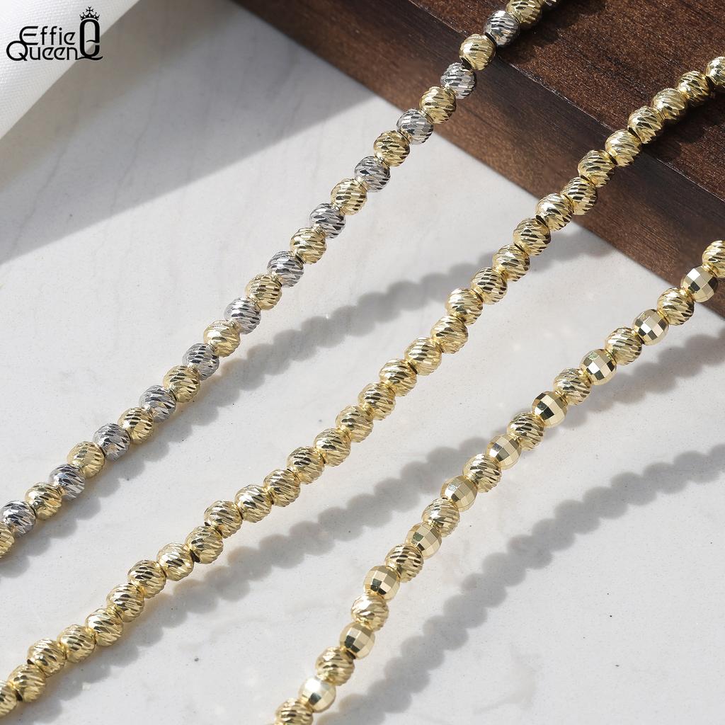 EFFIE QUEEN S925 Silver 14k Gold Twill Beads Ball Chain Bracelet Luxury Jewelry for Women, Men's Bracelet Hand Chain Gift GAB03