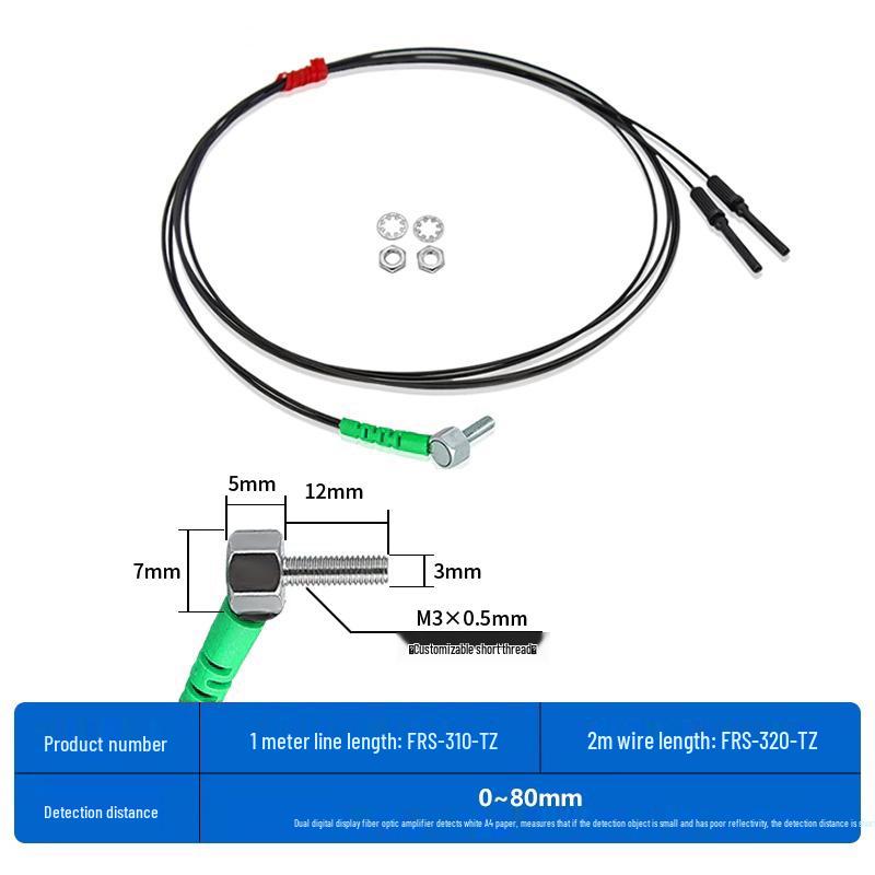 High-Speed M3M4M6 Fiber Optic Sensor with Diffuse Reflection, Through-Beam, Elbow, Straight Head, & Coaxial Probe