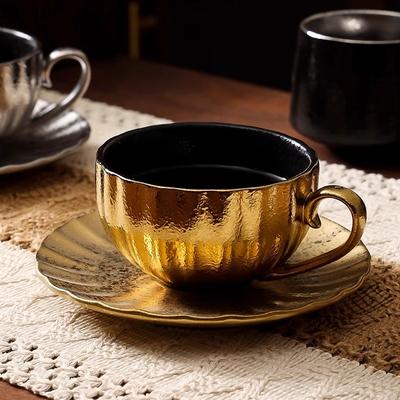 Kreativní zlatý stříbrný keramický hrnek Vintage šálek na kávu Sada nádobí Matcha šálek šálek mléka šálek na latte šálky pro domácnost šálky na vodu šálky na čaj