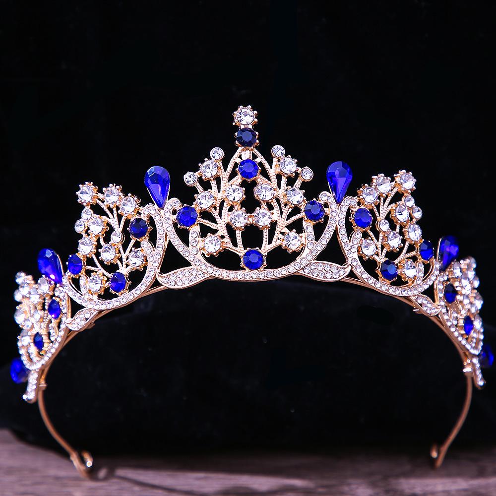 DIEZI Baroque Vintage Princess Queen Bridal Crown Headwear Crystal Tiara For Women Wedding Crown Hair Dress Accessories Zircon