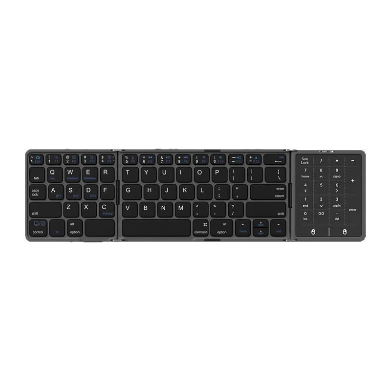 Foldable Bluetooth Keyboard with Numeric Touchpad - Rechargeable, Mini, Universal for Tablets, Phones, & Computers