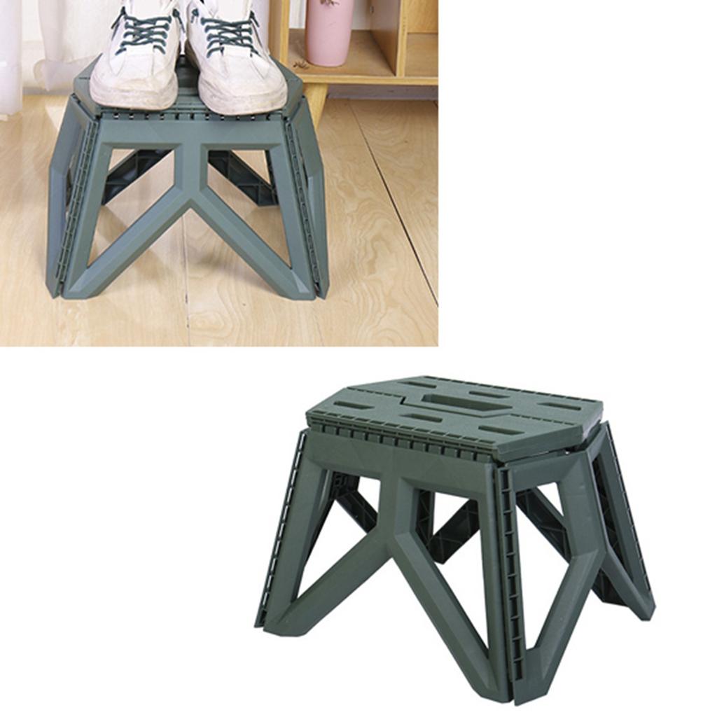 Folding Step Stool Plastic Lightweight Portable Small Kids Step Stool for Outdoor Camping Fishing Picnic Green