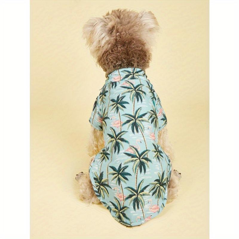 Hawaiian Beach Vacation Two Feet Button Up Pet Shirt With Collar For Cats And Dogs In Spring, Summer, Autumn