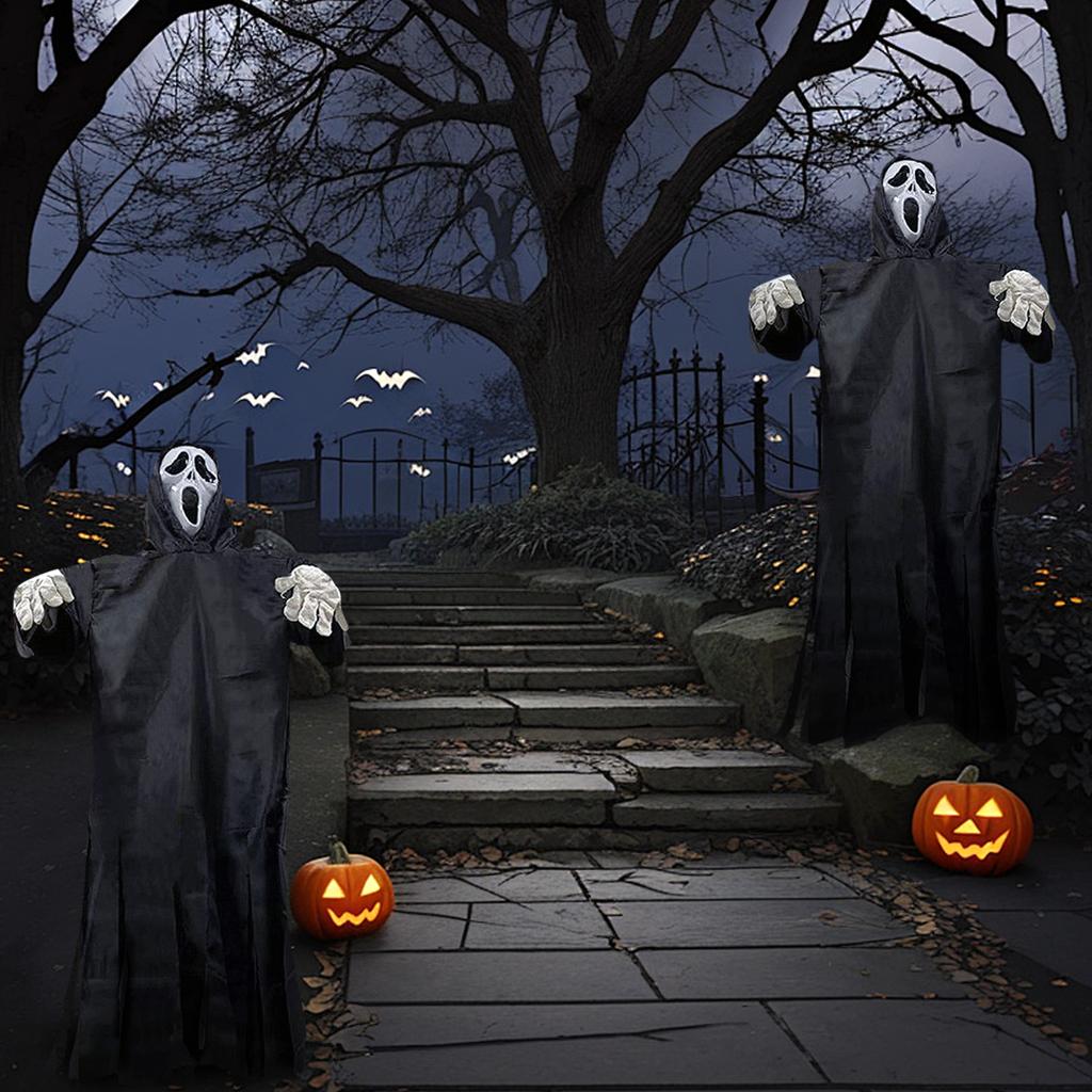 Halloween Flying Scarecrow Without Metal Rod, Large Scary Scarecrow, Creepy Animated Halloween Decoration For Outdoor Yard Porch