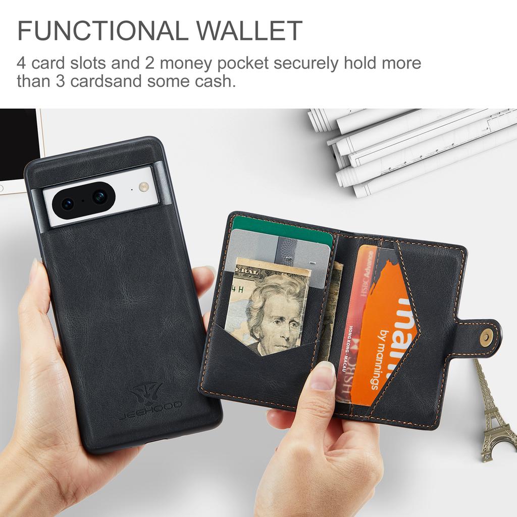 For Google Pixel 8 Case Vintage Leather Back Phone Cover 2-in-1 Detachable