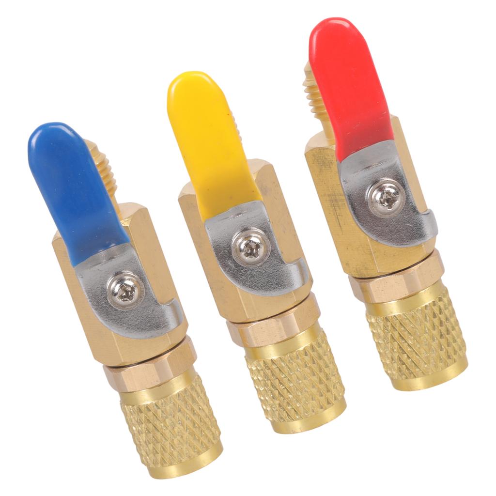 3 Pieces Brass R13A Ball Valves Kits Charging Hoses Adapter Shut-off Valves Perfect for Cooling System Maintenance