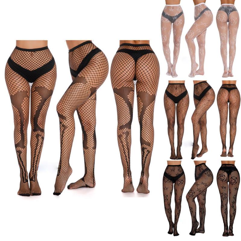 Halloween Mesh Stockings Set Featuring Adorable Skull Design For Young Adults**