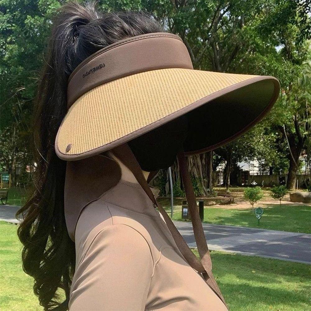 Foldable Beach Hats Detachable Neck Protective UV Sun Hat New Sun Cap