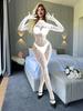 European & American Sexy Long-Sleeved Fishnet Bodysuit with Closed Crotch
