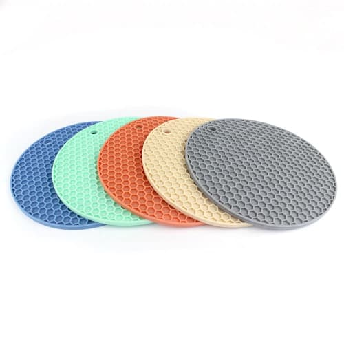 SAYOK 5-Piece Trivet Set, Includes Pot Holders, Silicone Mats, Heat-Resistant, Washable, Non-Slip, Easy Storage, Drying Pads, and Coasters with a Hone