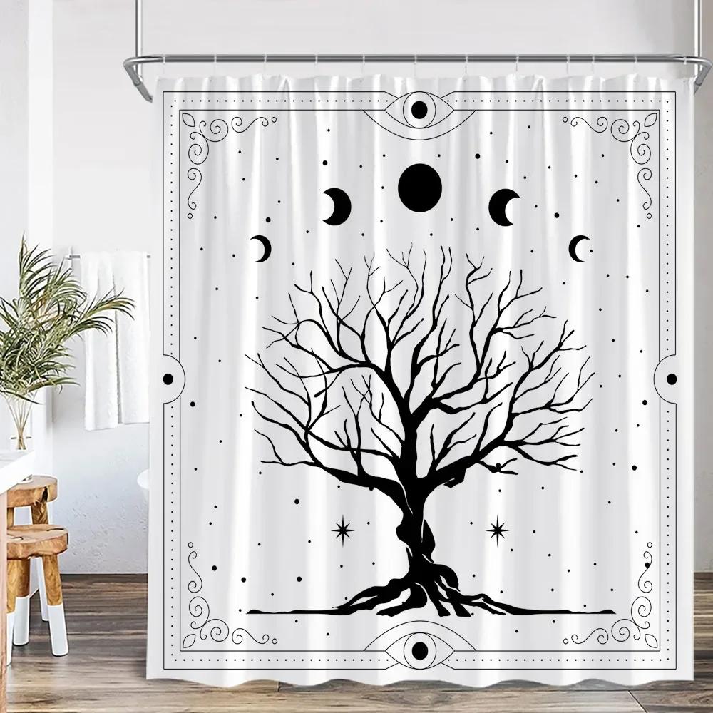 Black White Abstract Simple Line Shower Curtain Nordic Simple Bathroom Decoration Modern Polyester Shower Curtain Screen