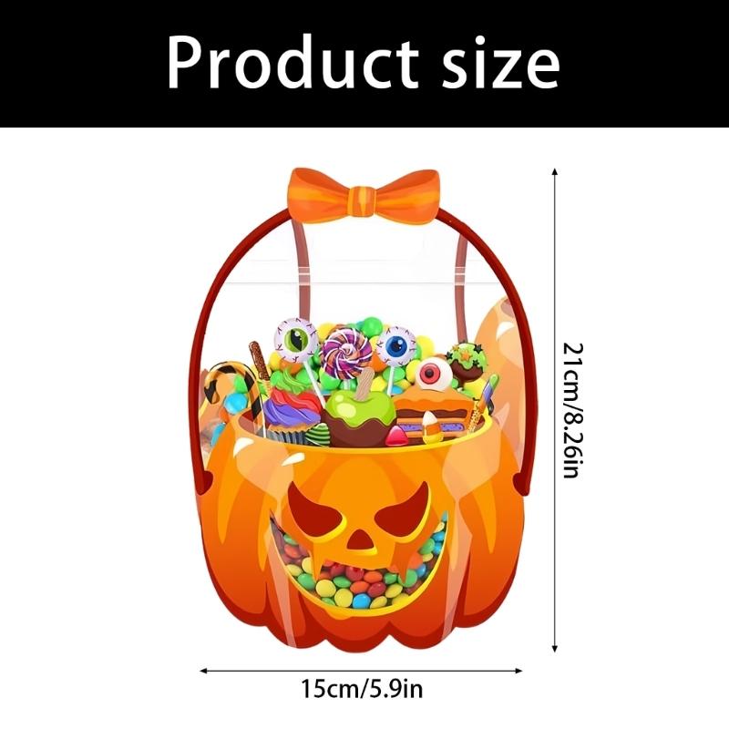 Reusable Clear Plastic Halloween Gift Pouches Halloween Containers for Candy Storage and Holiday Celebration