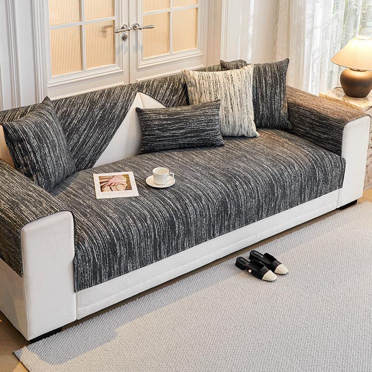 Sofa Cushion Four Seasons Universal Chenille Abstract Cushion Simple Modern Entry Lux Style Leather Sofa Cover Cover Cloth