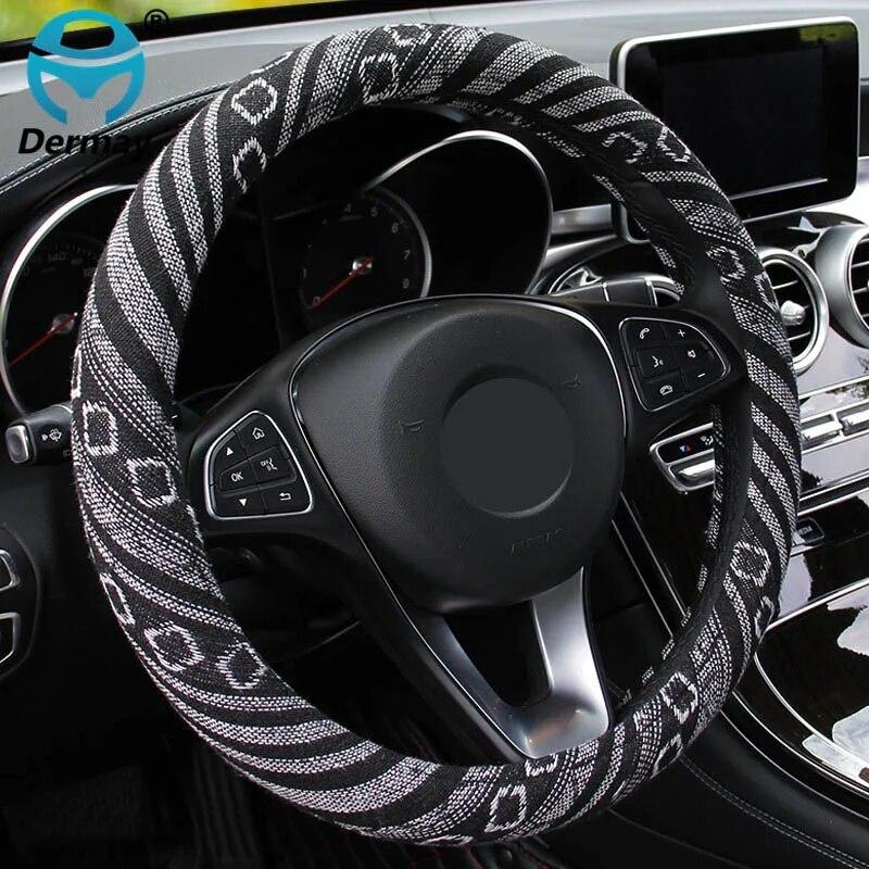 

Чехол на руль автомобиля, оплетка на руль, накладка на руль из натуральных волокон, противоскользящая, дышащая, в национальном стиле, 38 см, универсальная 3