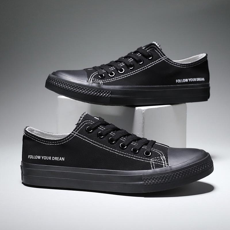 

Новая весенне-осенняя мужская обувь, корейская версия, дышащая черная парусиновая обувь, мужская универсальная трендовая обувь