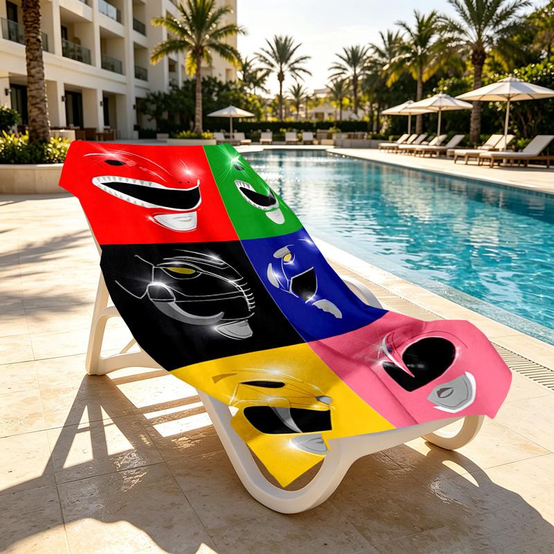 Mighty Morphin Power Rangers Print Beach Towel Design, Soft, Lightweight. for Home Bathroom, Spa, Pool, Yoga, Surfing, Camping, Gift for Family, Frien