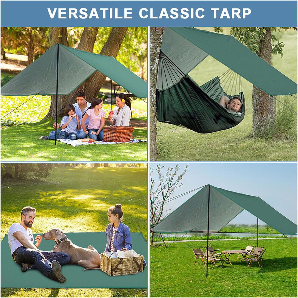 Su Geçirmez Kamp Güneşliği, Taşınabilir Çadır Branda, UV Korumalı Güneşlik, Çok Fonksiyonlu Outdoor Kamp Malzemesi - Yeşil