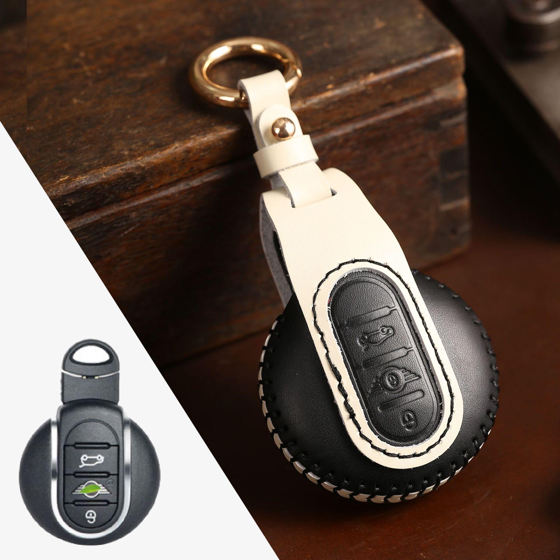 Applicable BMW mini key case cooper countryman mini leather car key case purely handmade чёрный