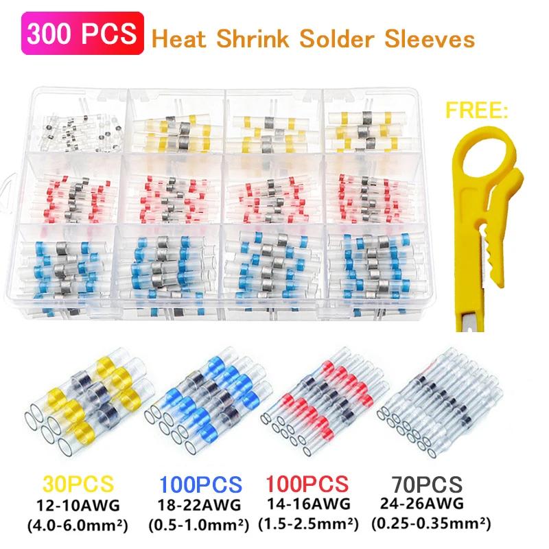 50-800Pcs Heat Shrink Butt Crimp Terminals Waterproof Solder Seal Electrical Connectors Wire Cable Splice Kit Automotive Marine