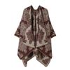 Womens Oversized Knit Shawl Cardigan Vintage Ethnic Floral Print Warm Acrylic Wrap Scarf Winter Travel Photos