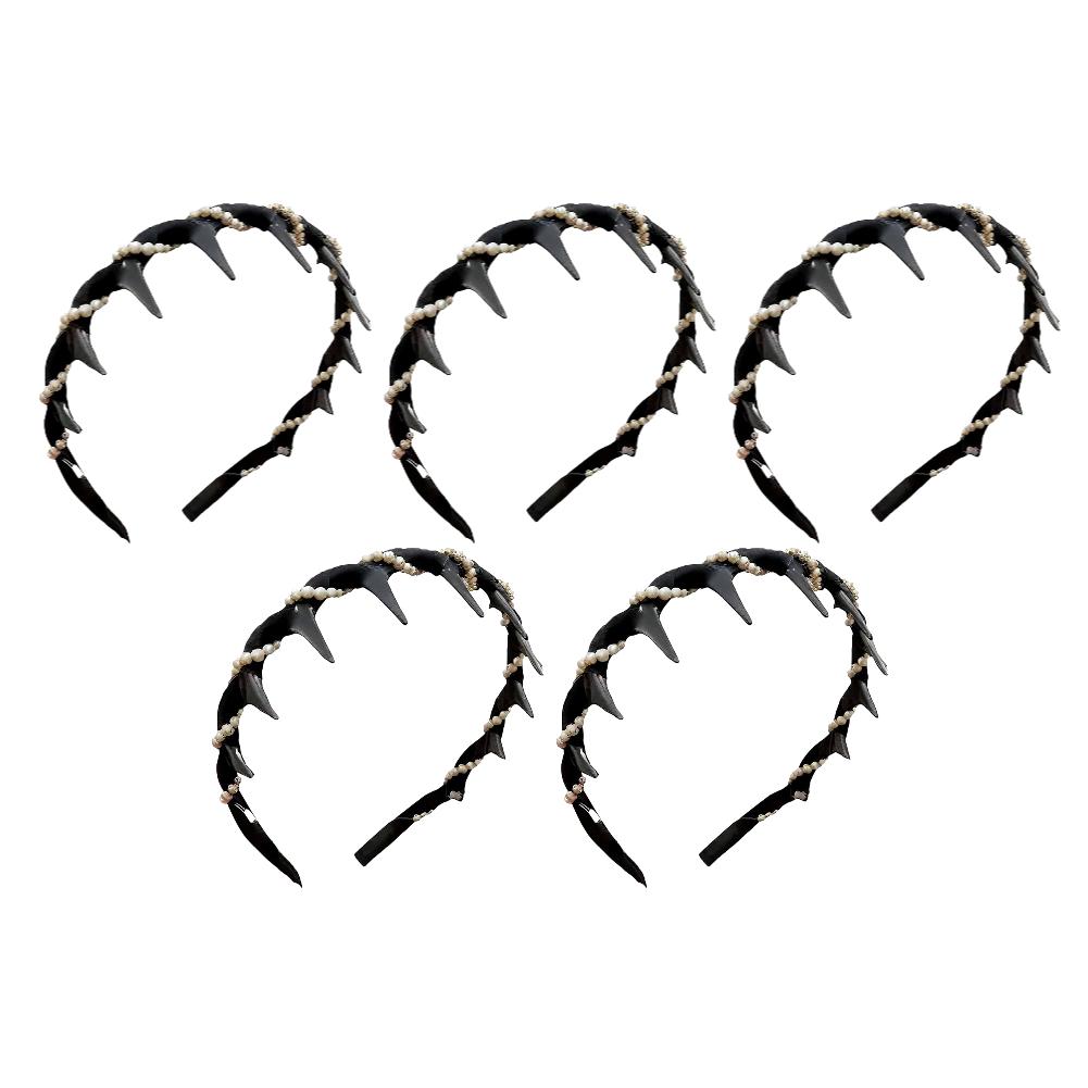 Women Headband Vintage High Cranium Artificial Pearl Hairband Rhinestones Hair Accessories Sweet Fashion Little Girls Hair Hoop