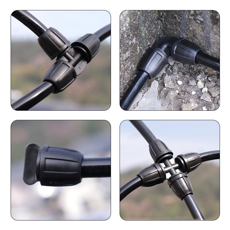 47 Series 4mm Pipe Connector with Lock Buckle - Straight Tee Drip Irrigation Auto Waterer
