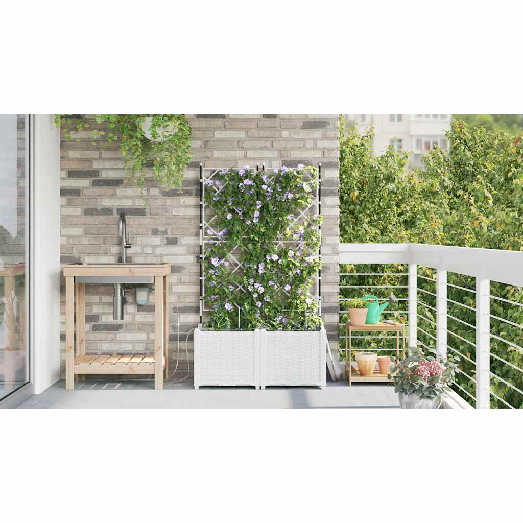 Garden Planter 2 Pcs White 80 X 40 X 142 Cm Plastic