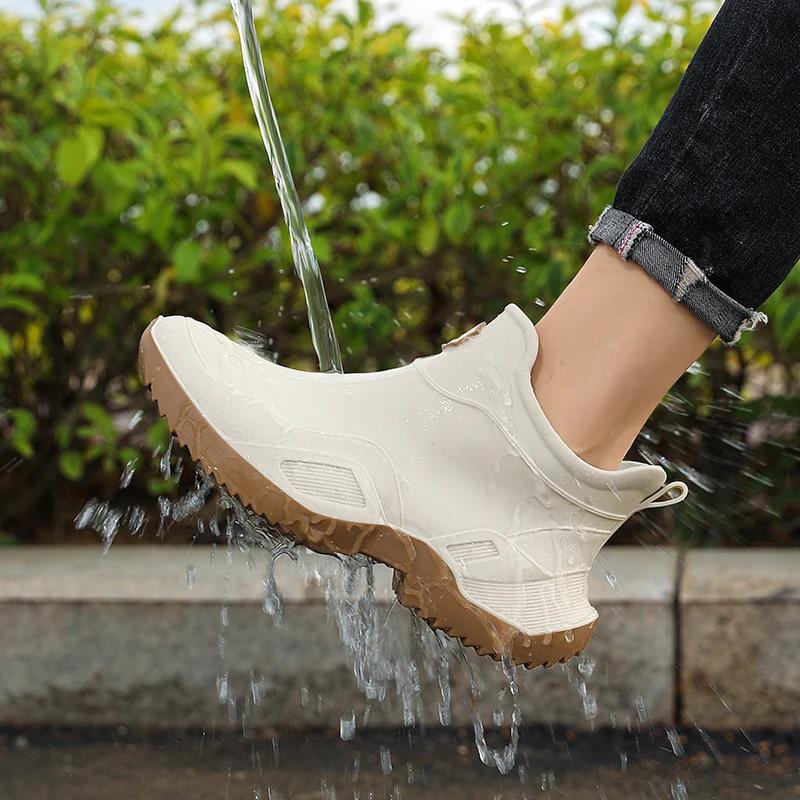 

Anti-slip and Wear-resistant Short Rain Boots Fishing Rubber Shoes Kitchen Water Shoes Rain Shoes for Men Waterproof 36 сірий колір