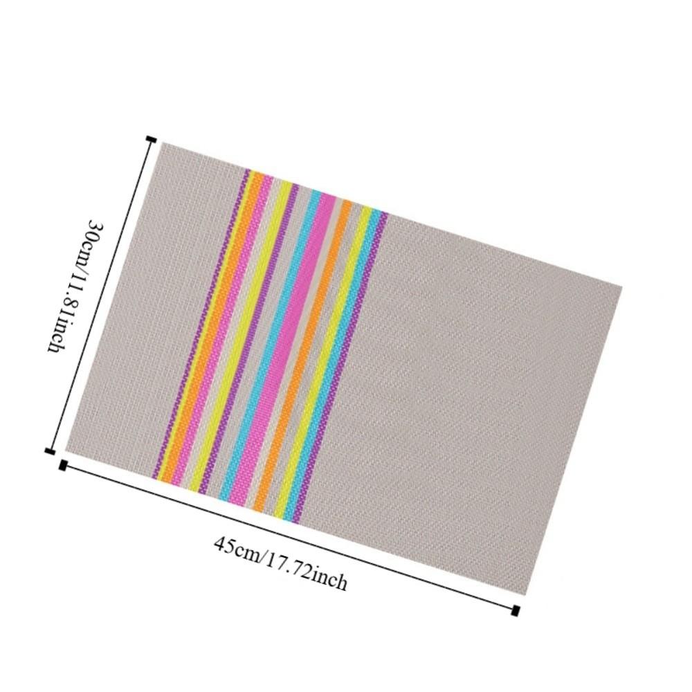 6 Pieces Waterproof Insulated Plate Mat PVC Place Mats Colorful Strip Table Mat  Dining Table