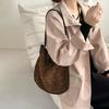 Niche Vintage Leopard Print Shoulder Bag for Women Tote Bag Genuine Leather Large Capacity Frosted Cowhide Underarm Bag