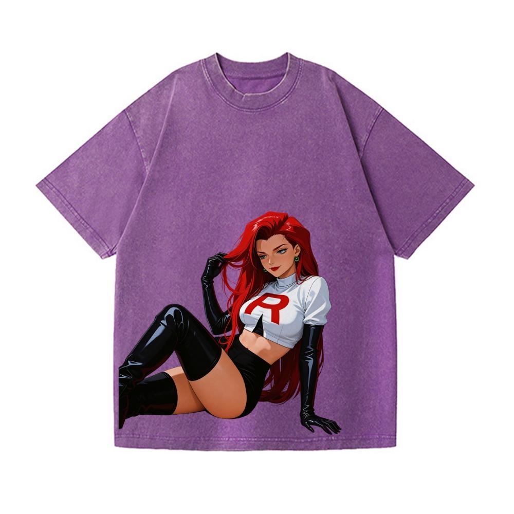 Pokemon Rocket Girl Vintage Wash T-Shirt Man Women Oversized Short Sleeve Tee Casual Top Y2k Summer 2026 Graphic Tee Unisex