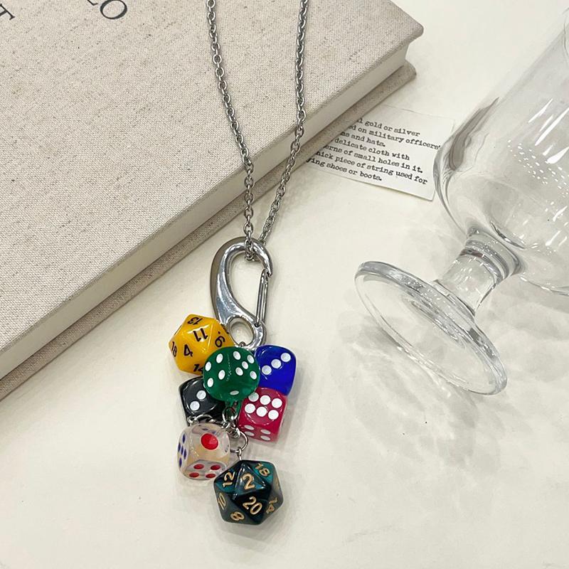 

Съемное Красочное Ожерелье-брелок с шампурами-кубиками для женщин и девушек, Высококлассная Персонализированная Длинная Цепочка для свитера, Подарки