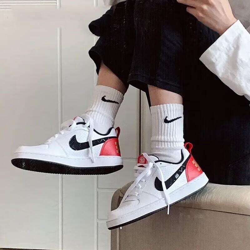 Nike Court Borough Low GS White University Red Gold Kids Sneakers Metallic-Element-Gold Black DD8495-106