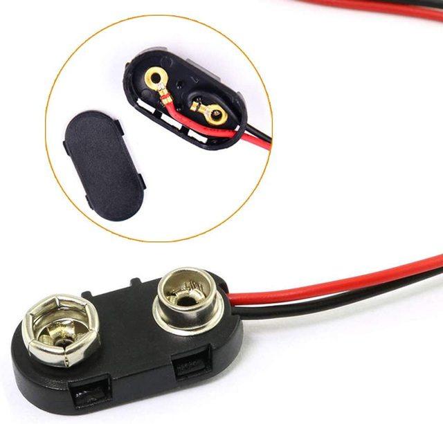5Pcs T-Type I-Type 9V Battery Snap 15cm Lead Wire Connector Battery Clip Cap