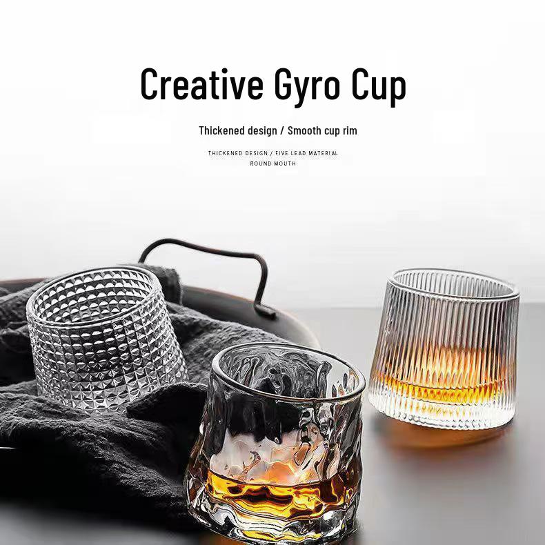 Bicchiere Tumbler Trasparente Rotante per Whiskey da Bar