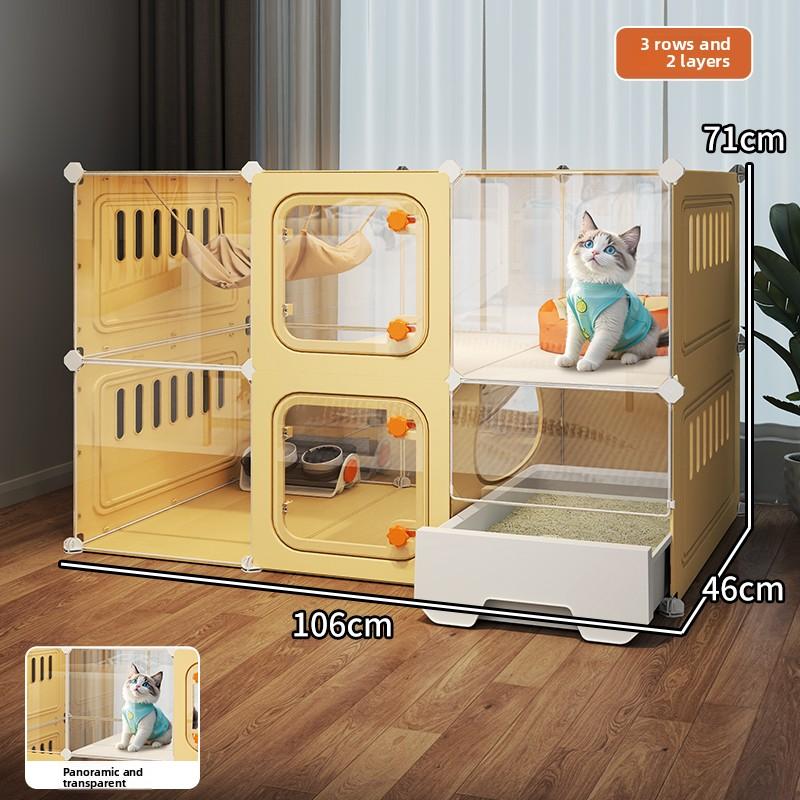 Villa Transparente para Gatos Caja de Arena Extra Grande Inodoro Interior Configuración de Una Habitación Un Salón Jaula para Gatos Hogar Espacioso Sistema de Residencia para Mascotas