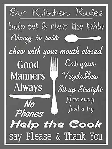 

Our Kitchen Rules Retro Metal Tin Sign Poster Plaque Garage Wall Decor Vintage Metal Signs 20x30cm（7.8x11.8inch）