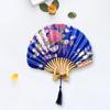 Shell Fan No Burr Non-breakable Festival Gift with Tassel Decorative Vintage Style Floral Print Kimono Japanese Style Hand Fan Home Supply