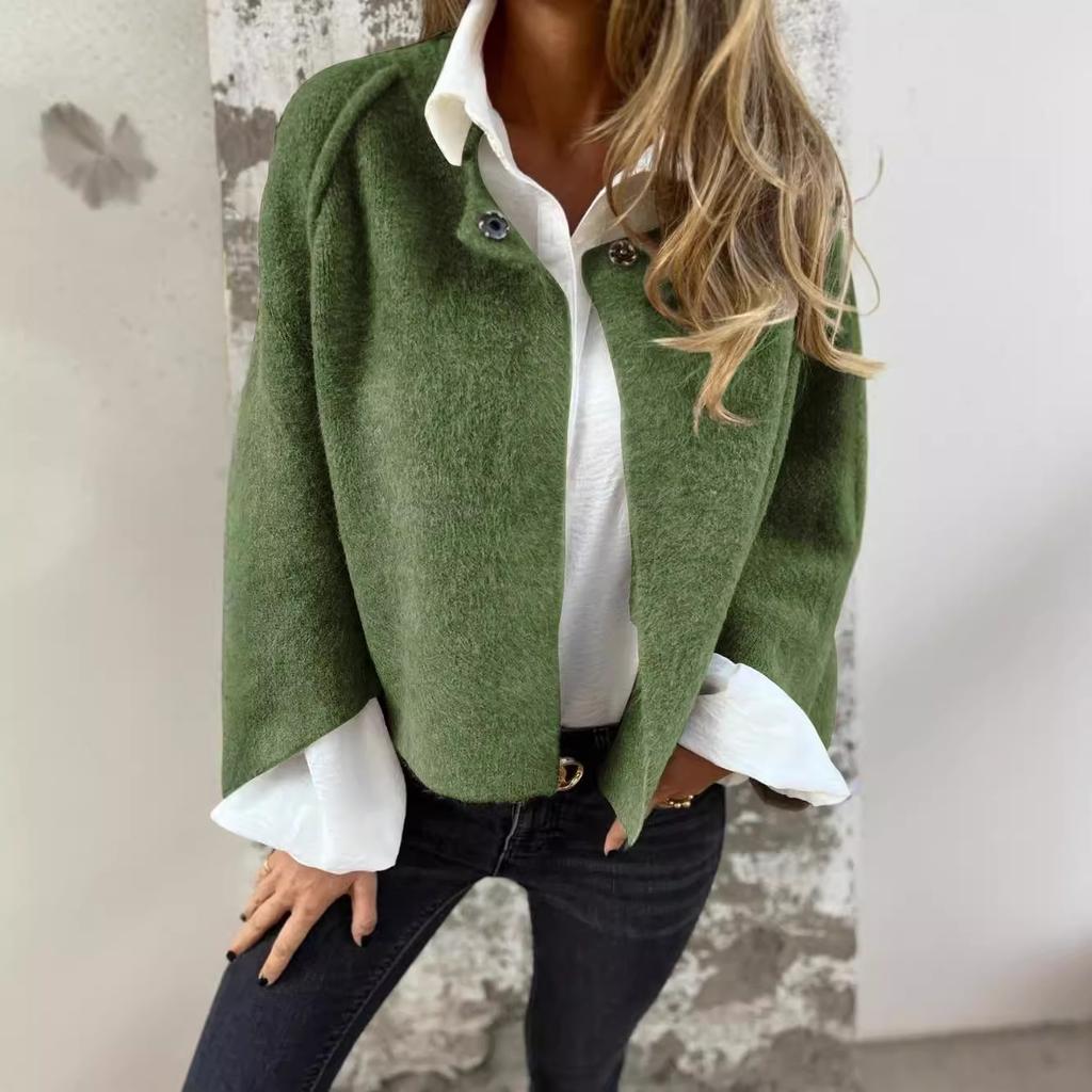 Spring and Autumn Thin Section Loose Short Cashmere Jacket Coat Women   Cashmere Warm Casual Long-sleeve Jacket Fashion Single Buckle Coats