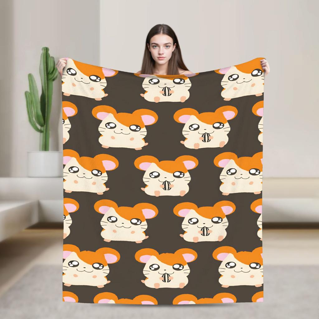 Hamutaro Flannel Blankets Winter Soft Durable Throw Blanket for Boy Girl Outdoor Novelty Bedspread Sofa Bed Cover