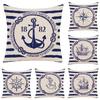 Mediterranean Cushion Boat Anchor American Ocean Style Linen Pillowcase Letter Decorative 45X45Cm