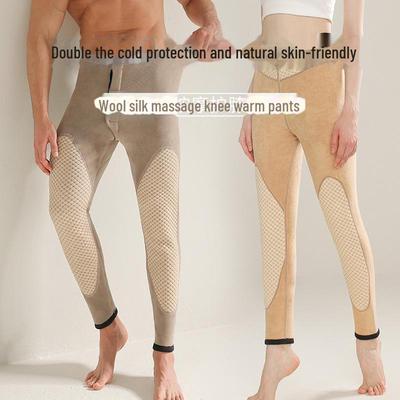 Unisex Thermohose aus Wolle und Seide mit Samt-Knieschonern für Senioren
