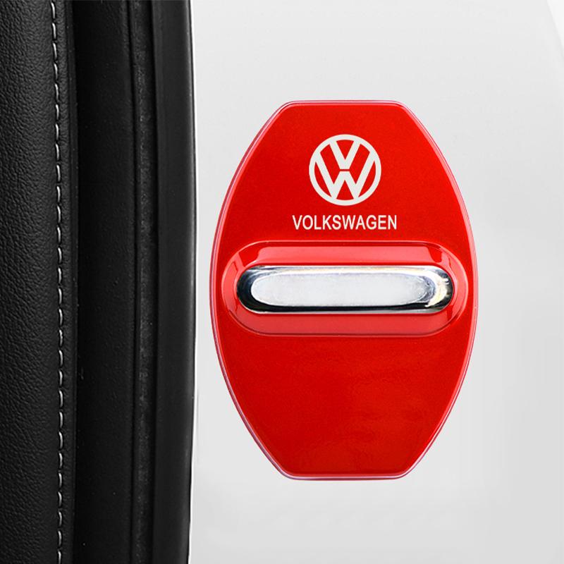 HIJK1 Emblems 4Pcs For Volkswagen VW GTI Polo Passat Tiguan Sharan T-ROC Touran Jetta Bora Car Door Lock Protective Cover Case Sticker