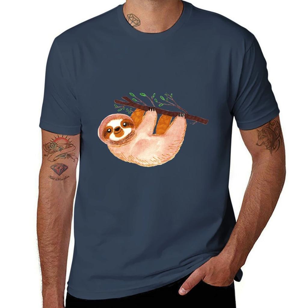 Kawaii Sloth Watercolor Tshirt Outdoor Sports Lightweight Tee