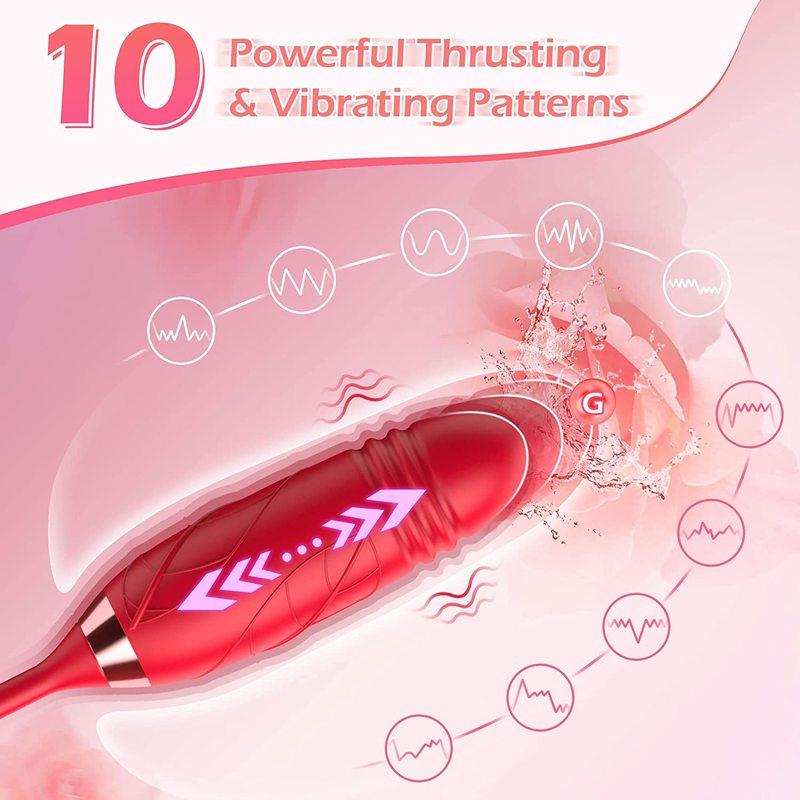Rose-Sucking Vibrator for Women Clit Sucker Vagina G Spot Thrusting Vibrator Stimulator Female Masturbator Adult Sex Toy