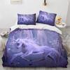 Cute Unicorn Duvet Cover Microfiber Forest White Unicorn Horse Comforter Cover Flying Horse Bedding Set King Full For Girls Teen
