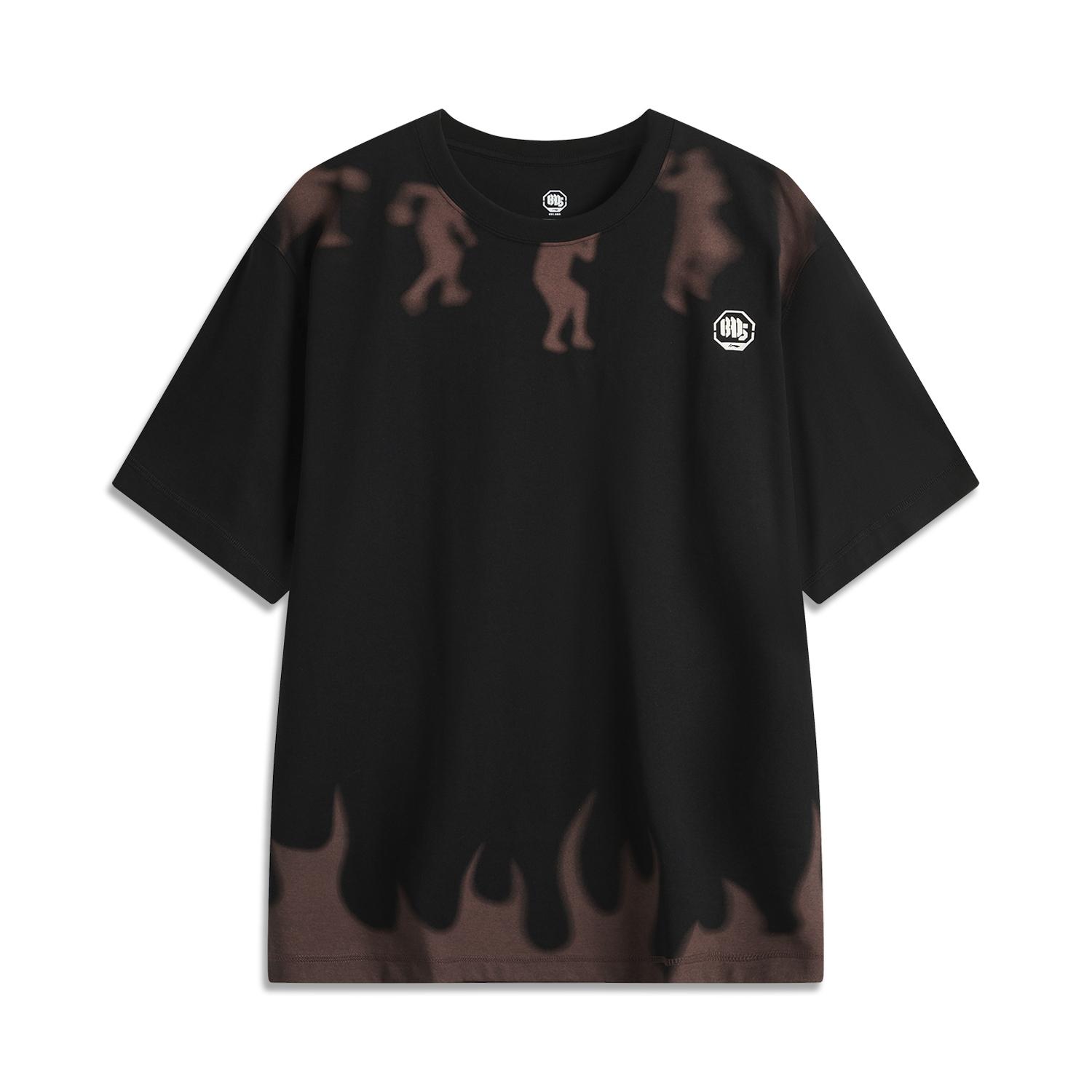 

Li-Ning Comfortable Casual Moisture-Wicking Round Neck Pullover Letter Loose Short Sleeve T-Shirt Men Tops Black AHSU827-3 L