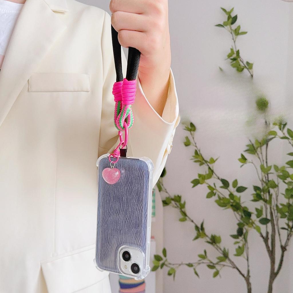 Universal Braided Phone Lanyard For iPhone 17 Pro Max Cartoon Star Hanging Chain Ring Cord With Patch Key Wrist Strap Detachable