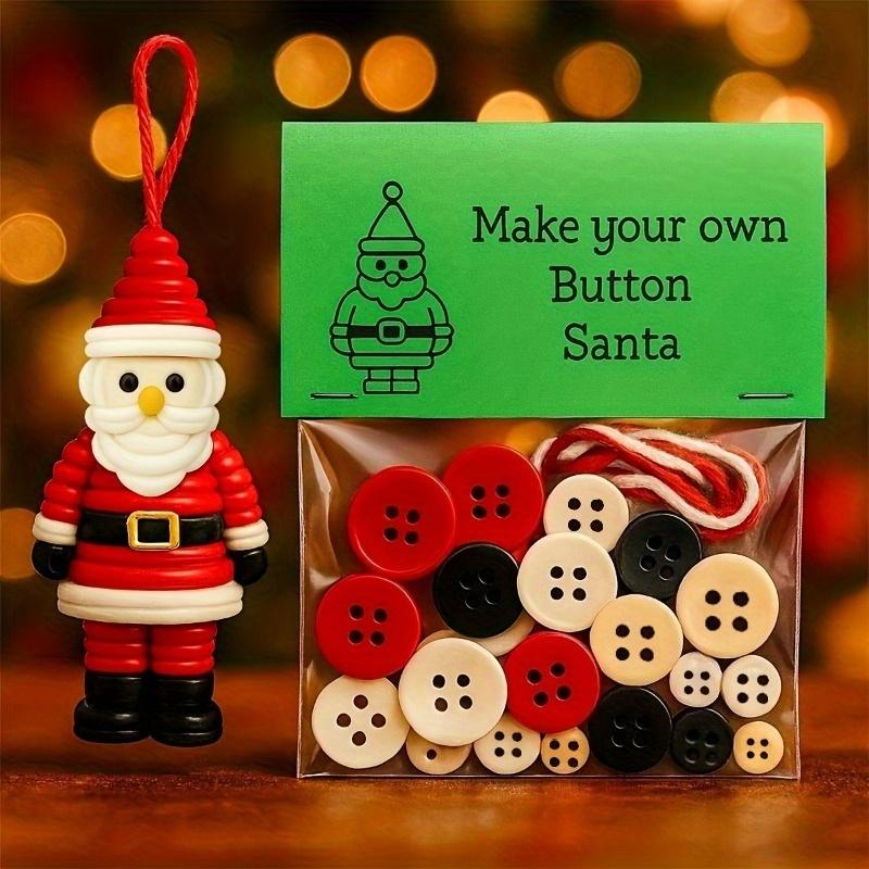 1pc DIY Christmas Ornament Button Pendant Making Set Snowman Santa Angel Hanging Decorative Art Supplies for Holiday Party Gifts