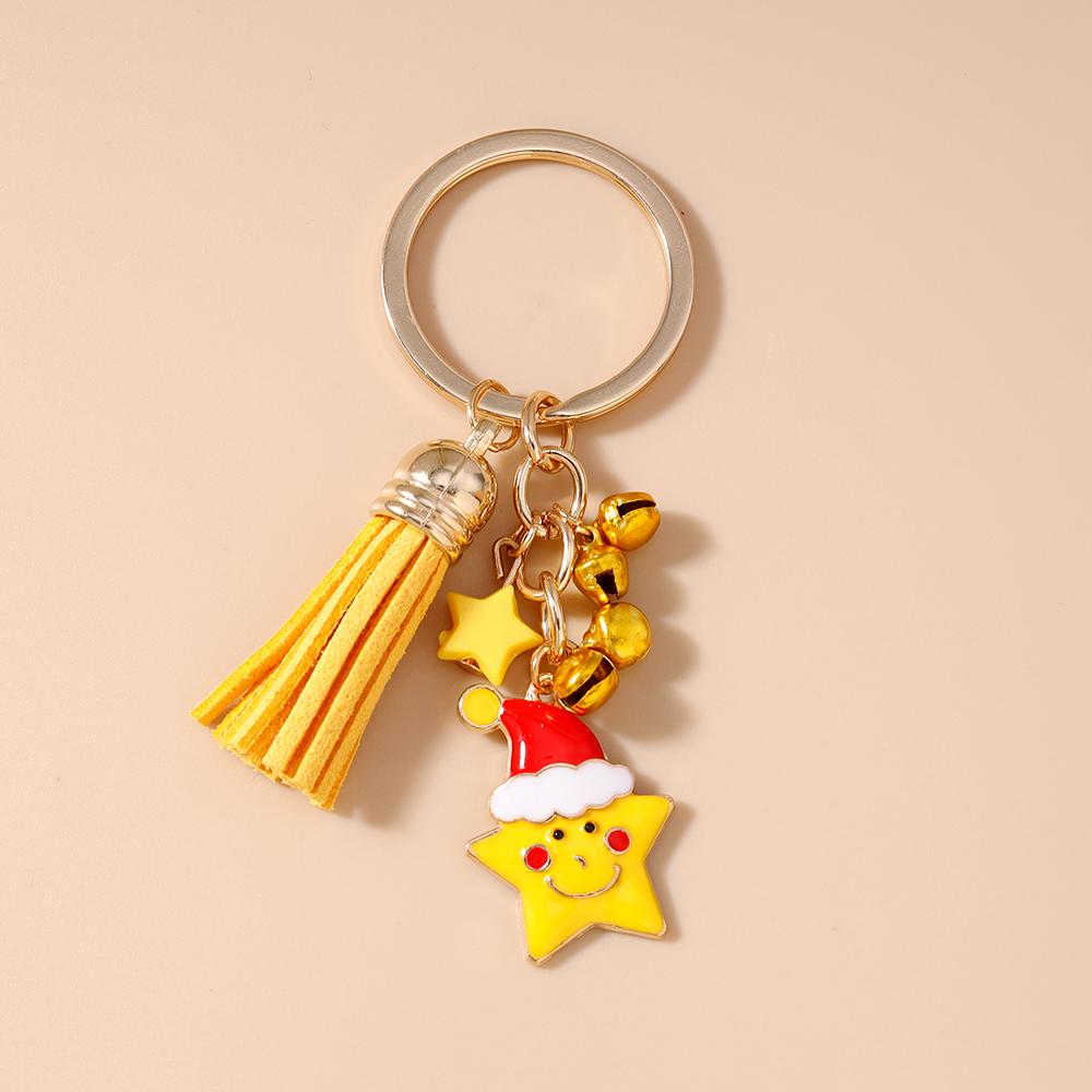 Fashion Christmas Keychain Jingling Bell Key Ring for Women Girls Handbag Pendants DIY X'mas Key Chain New Year Gifts